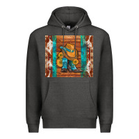Charcoal Heather cowboy boots turquoise aztec cowhide Premium Hoodie - Artiststas