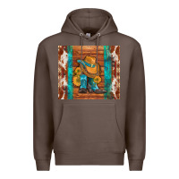 Coffee cowboy boots turquoise aztec cowhide Premium Hoodie - Artiststas