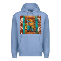 Colony Blue cowboy boots turquoise aztec cowhide Premium Hoodie - Artiststas
