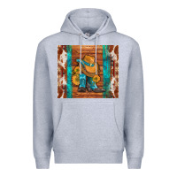 Heather Grey cowboy boots turquoise aztec cowhide Premium Hoodie - Artiststas