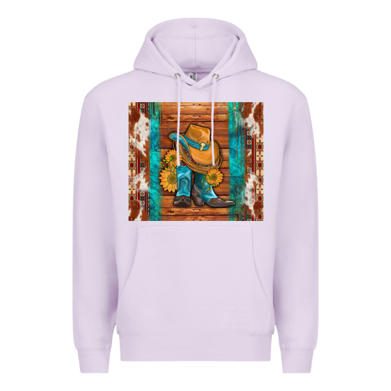 Cowboy Boots Turquoise Aztec Cowhide Premium Hoodie by Artiststas | Teevron