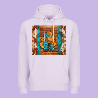 Cowboy Boots Turquoise Aztec Cowhide Premium Hoodie Designed By Artiststas