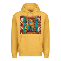 Mustard cowboy boots turquoise aztec cowhide Premium Hoodie - Artiststas