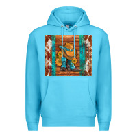 Ocean Blue cowboy boots turquoise aztec cowhide Premium Hoodie - Artiststas