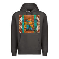 Smoke cowboy boots turquoise aztec cowhide Premium Hoodie - Artiststas