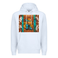 White cowboy boots turquoise aztec cowhide Premium Hoodie - Artiststas