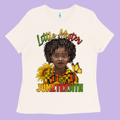 Little Mister Juneteenth Black Boy Ladies Tee Designed By Barkaloodesign