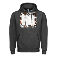 Charcoal Heather black and brown cowhide Zipper Hoodie - RanaPortraitStore