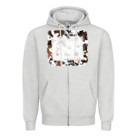 Dove Grey black and brown cowhide Zipper Hoodie - RanaPortraitStore