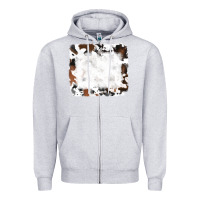 Heather Grey black and brown cowhide Zipper Hoodie - RanaPortraitStore