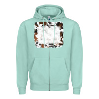 Seafoam black and brown cowhide Zipper Hoodie - RanaPortraitStore
