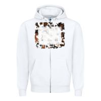 White black and brown cowhide Zipper Hoodie - RanaPortraitStore