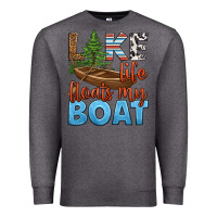 Charcoal Heather lake life floats my boat Premium Sweatshirt - HRA Design Shop
