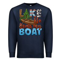 Navy lake life floats my boat Premium Sweatshirt - HRA Design Shop