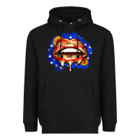 Black leopard american flag lips Heavyweight Hoodie - Zillion Design Studio