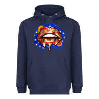 Navy leopard american flag lips Heavyweight Hoodie - Zillion Design Studio