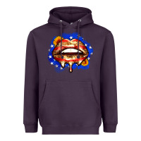 Plum leopard american flag lips Heavyweight Hoodie - Zillion Design Studio