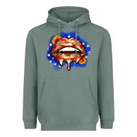 Sage leopard american flag lips Heavyweight Hoodie - Zillion Design Studio