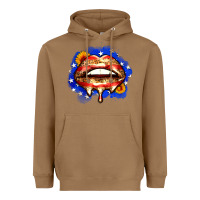 Toasted Coconut leopard american flag lips Heavyweight Hoodie - Zillion Design Studio