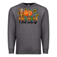 Charcoal Heather fall vibes and that nurse life Premium Sweatshirt - CowhideDigitalArt