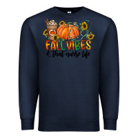 Navy fall vibes and that nurse life Premium Sweatshirt - CowhideDigitalArt