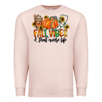 Pale Pink fall vibes and that nurse life Premium Sweatshirt - CowhideDigitalArt