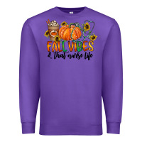 Purple fall vibes and that nurse life Premium Sweatshirt - CowhideDigitalArt