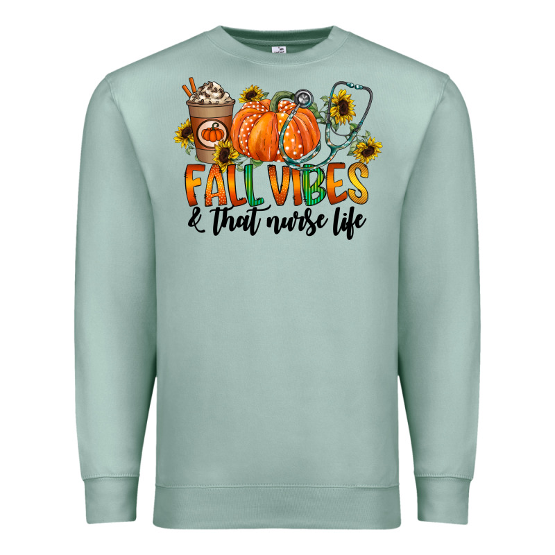 Fall Vibes And That Nurse Life Premium Sweatshirt by CowhideDigitalArt | Teevron