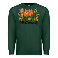 Sports Green fall vibes and that nurse life Premium Sweatshirt - CowhideDigitalArt