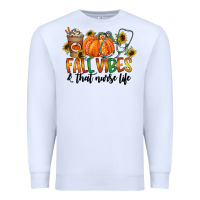 White fall vibes and that nurse life Premium Sweatshirt - CowhideDigitalArt