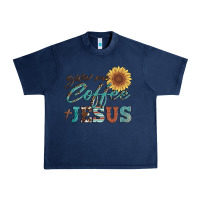Navy give me coffee and jesus Urban Heavy Tee - Artiststas