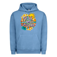 Pigment Pebble Blue Here comes the sun Urban Hoodie - NancyCooperArtShop