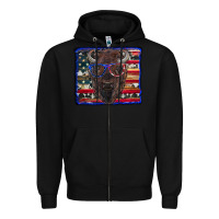 Black bison with american flag Zipper Hoodie - RanaPortraitStore