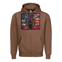 Chestnut bison with american flag Zipper Hoodie - RanaPortraitStore