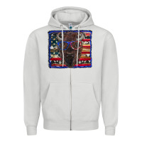 Dove Grey bison with american flag Zipper Hoodie - RanaPortraitStore