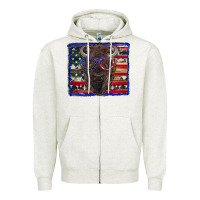 Bison With American Flag Zipper Hoodie | Teevron