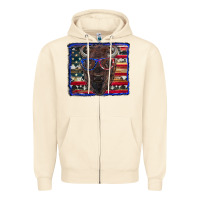 Sandshell bison with american flag Zipper Hoodie - RanaPortraitStore