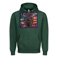 Sports Green bison with american flag Zipper Hoodie - RanaPortraitStore