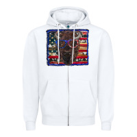 White bison with american flag Zipper Hoodie - RanaPortraitStore