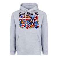 Heather Grey god bless the usa Heavyweight Hoodie - Zillion Design Studio