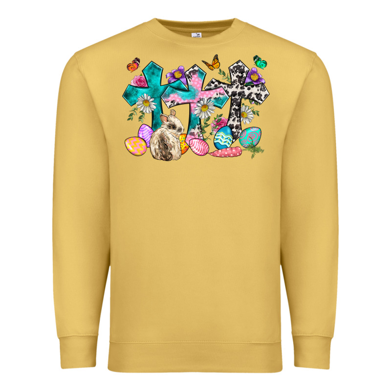 Western Rabbit With Cross And Flowers Premium Sweatshirt by Neo Western | Teevron