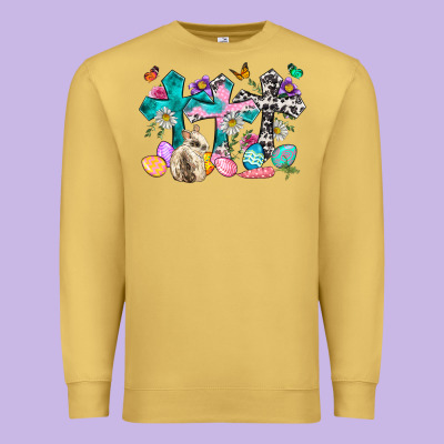 Western Rabbit With Cross And Flowers Premium Sweatshirt Designed By Neo Western