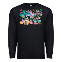 Black Western rabbit with Cross and flowers Premium Sweatshirt - Neo Western