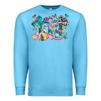 Ocean Blue Western rabbit with Cross and flowers Premium Sweatshirt - Neo Western