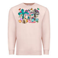 Pale Pink Western rabbit with Cross and flowers Premium Sweatshirt - Neo Western