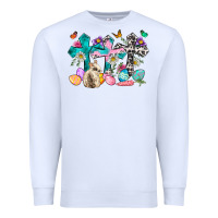 White Western rabbit with Cross and flowers Premium Sweatshirt - Neo Western