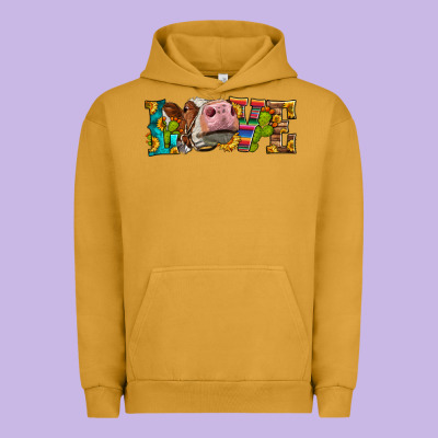 Western Love Simmental Cow Urban Hoodie Designed By Lillyallendesigns