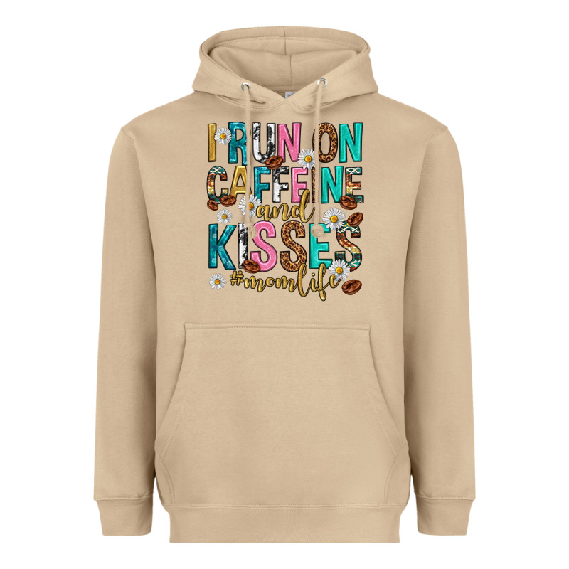 I Run On Caffeine And Kisses Mothers Day Heavyweight Hoodie by texasbilliewilder | Teevron