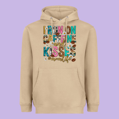 I Run On Caffeine And Kisses Mothers Day Heavyweight Hoodie Designed By Texasbilliewilder