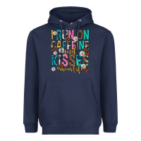 Navy i run on caffeine and kisses mothers day Heavyweight Hoodie - texasbilliewilder
